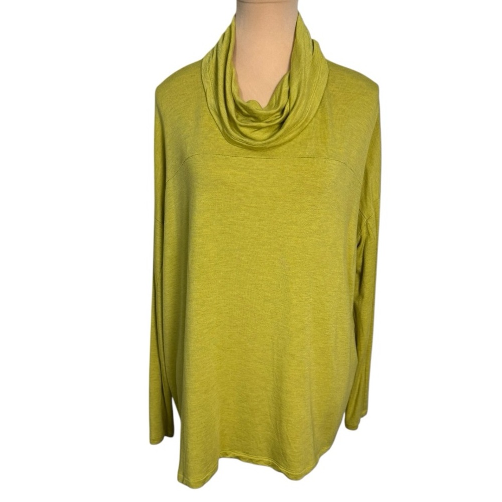 CAbi Ease Turtleneck Heather Yellow Cowl Neck Tunic Size Small EUC